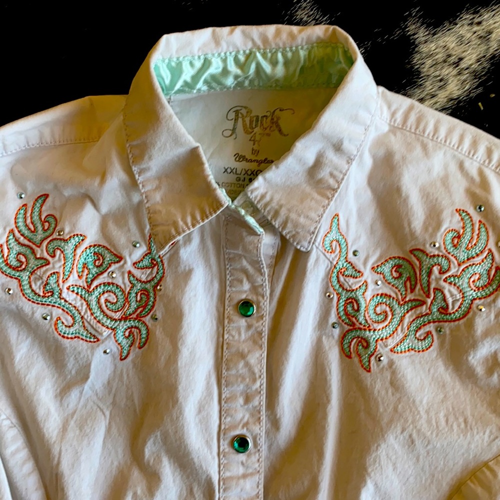 Wrangler Rock 47 Girls Western Rodeo Cowboy Shirt Sz XXL
